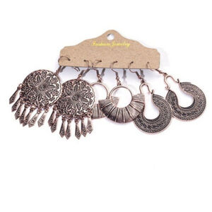 Bohemian Tasseled Earrings In Rose Gold Set of 3